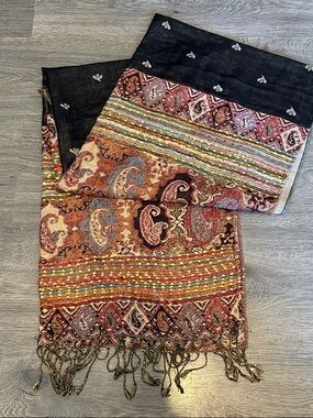 Paisley Multicolor Woven Fringe Wrap - Women’s Scarf